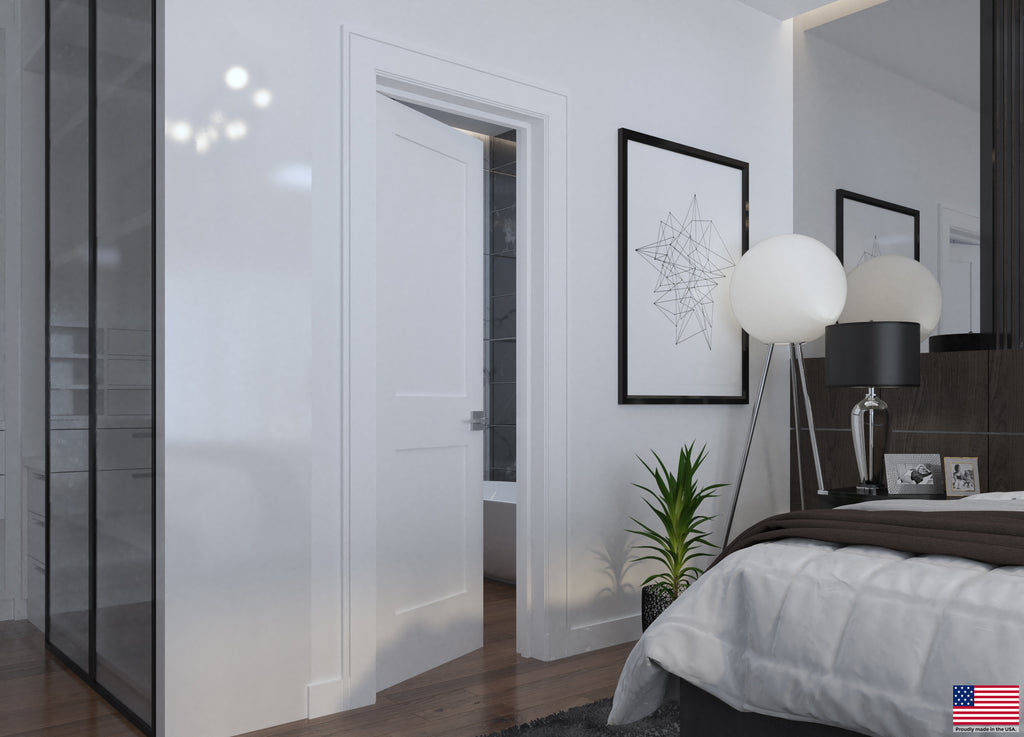 Solid Core White Primed Double Panel Prehung Interior Door B304574