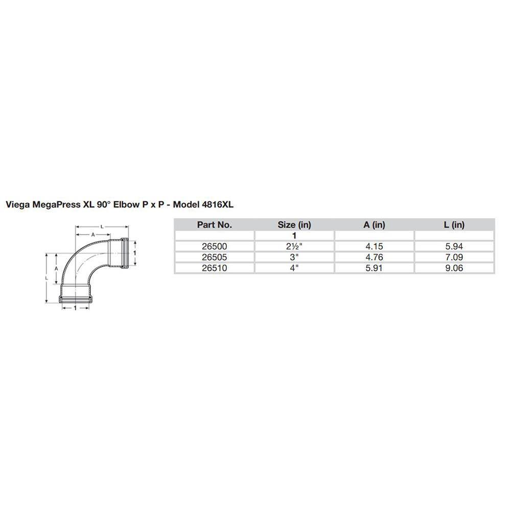 2-1/2x22 90 Carbon Steel Elbow with FKM T714713
