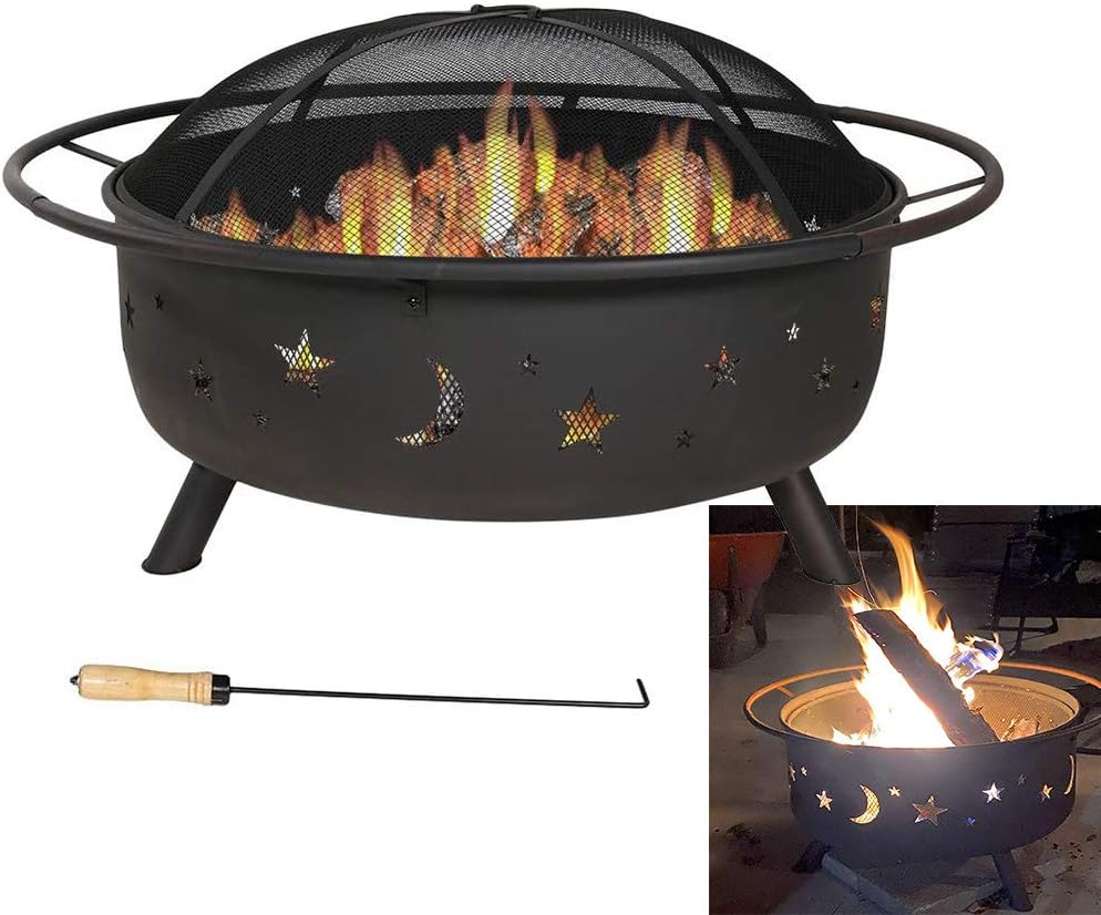 Large Size Steel Fire Bowl with Mesh Spark Screen Cover R6283