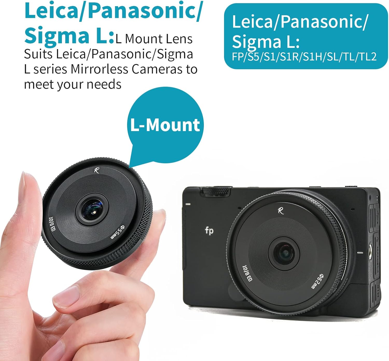 10mm F8 Ultra Wide Angle Fisheye Manual Prime Lens for L-Mount Mirrorless Camera R822