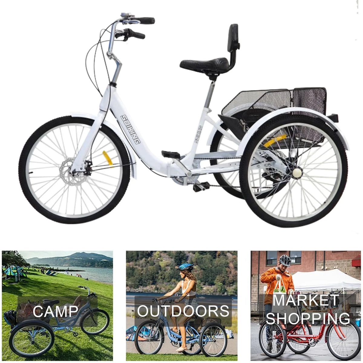 Adult Tricycle Road Bike with Shopping Basket C2168