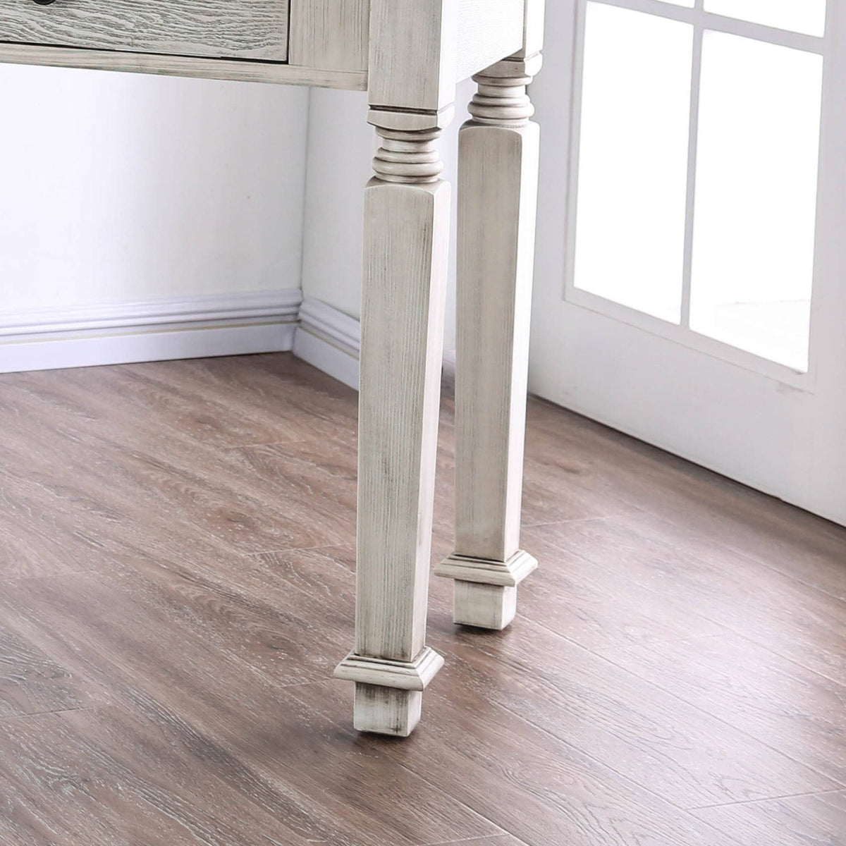 White 52-Inch Solid Wood 2-Drawer Sofa Table X144057