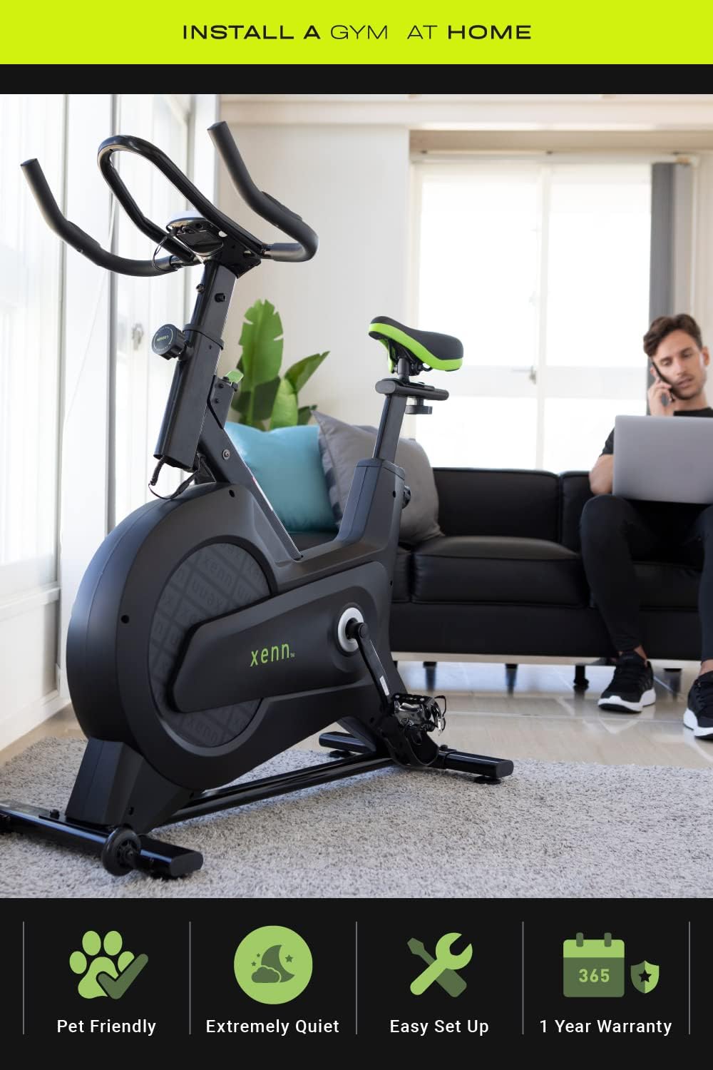 Exercise Bike Indoor Cycling Bike with Pulse Monitor, 256lbs Weight Capacity W8391