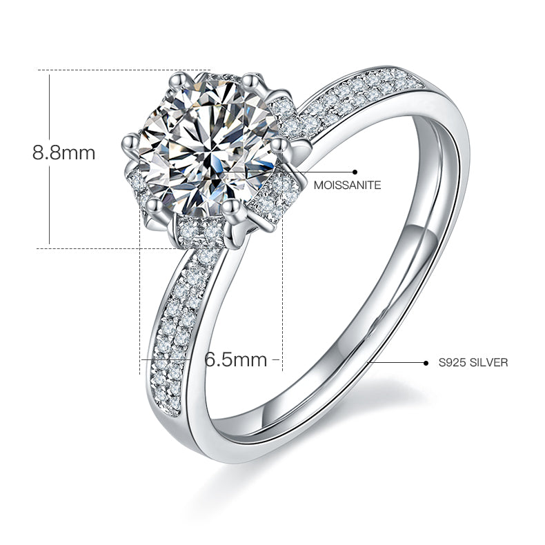 18K White Gold Plating Moissanite Double Halo Bridal Ring Set P44125