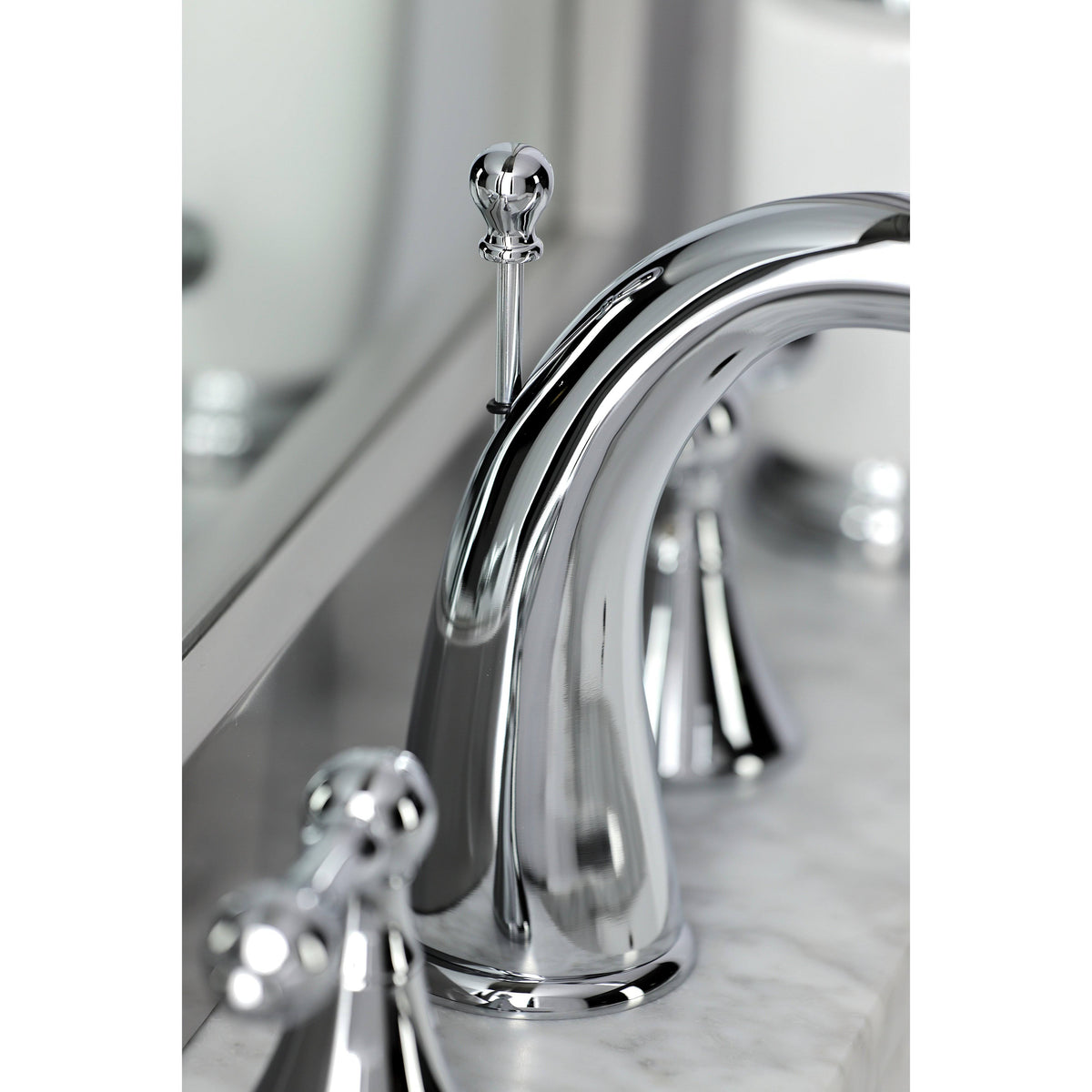 Brushed Nickel Widespread Bathroom Faucet with Brass Pop-Up V8557