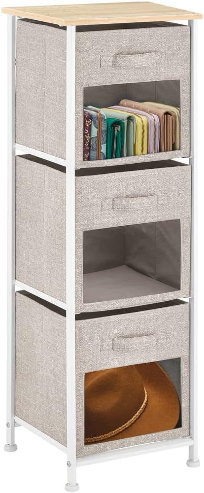 Vertical Furniture Storage Tower with 3 Drawers, Gray A92588