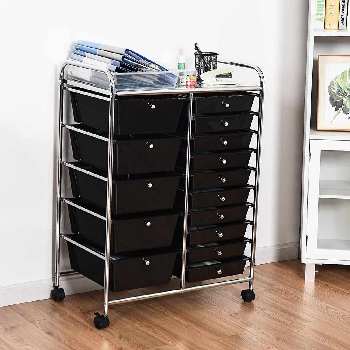 15-Drawer Utility Organizer Rolling Cart with Wheels S39917