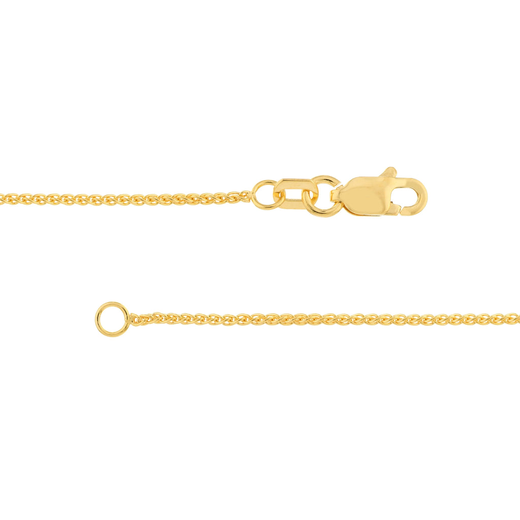 18K Yellow Gold 1.05mm Round Wheat Chain Necklace with Lobster Lock V758208