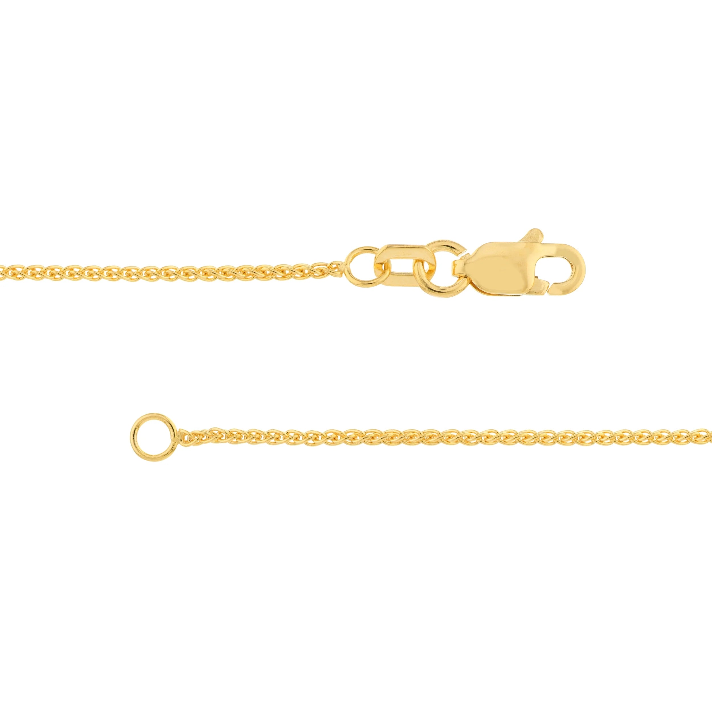 18K Yellow Gold 1.05mm Round Wheat Chain Necklace with Lobster Lock V758208