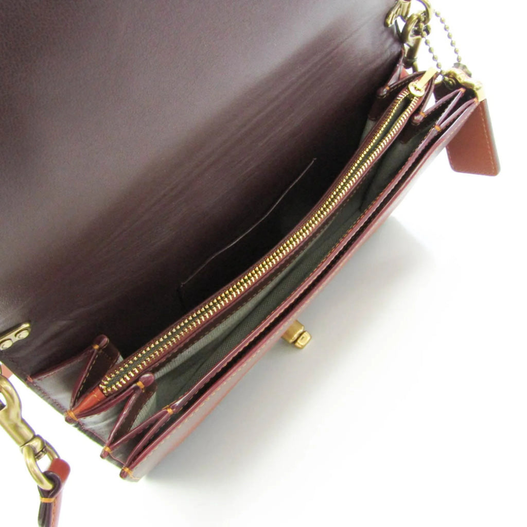 Beige Brown Leather Shoulder Bag E283