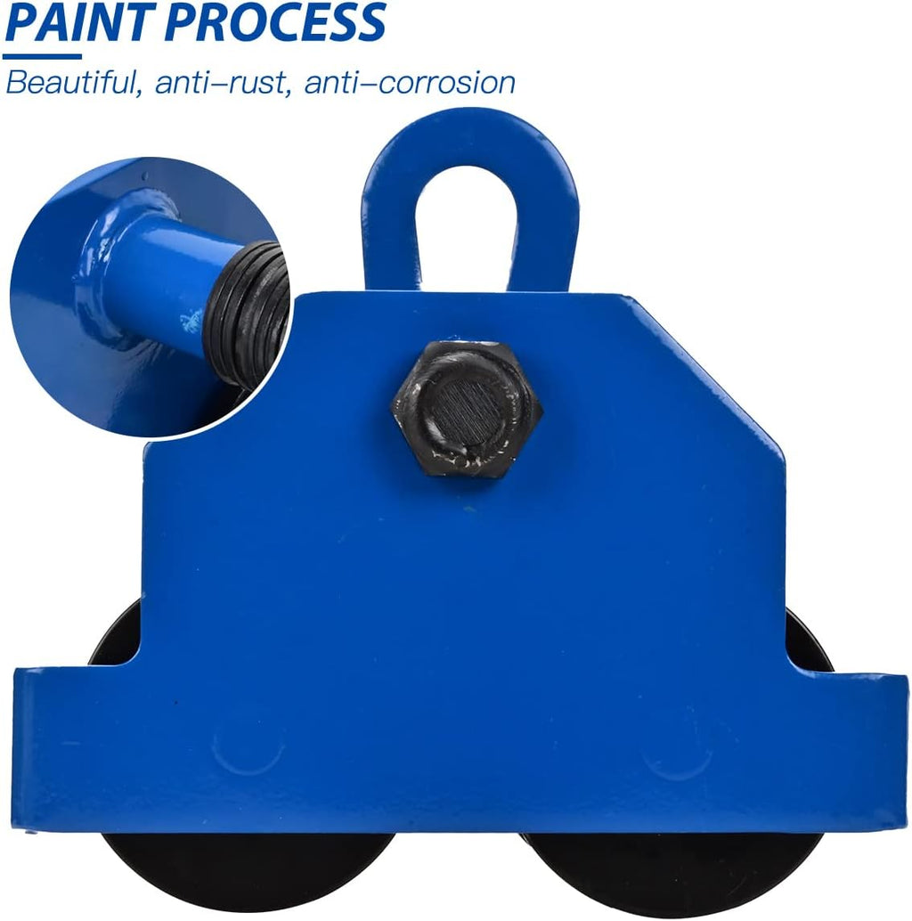 Heavy Duty Push Beam Trolley, 2200LBS Capacity, 2.1-6 in Adjustable Flange, Pack of 2 V8762