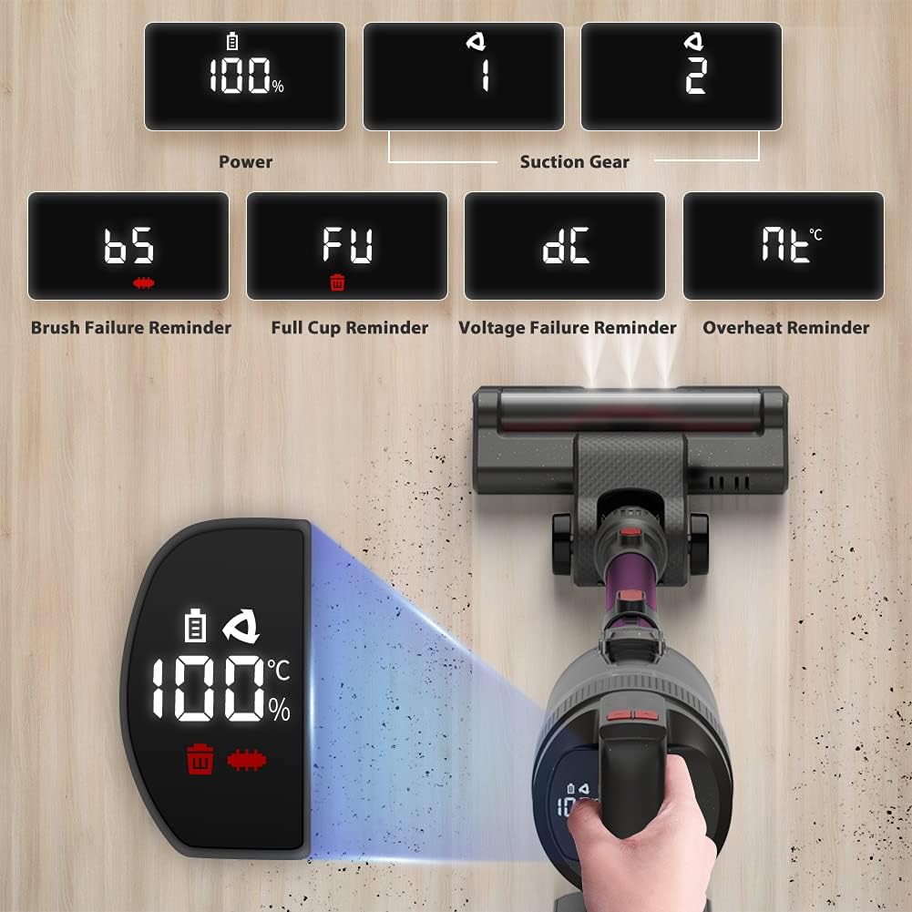Cordless Stick Vacuum Cleaner 20KPa 4 in 1 with LED Display 40 Minutes Runtime Lightweight G178137