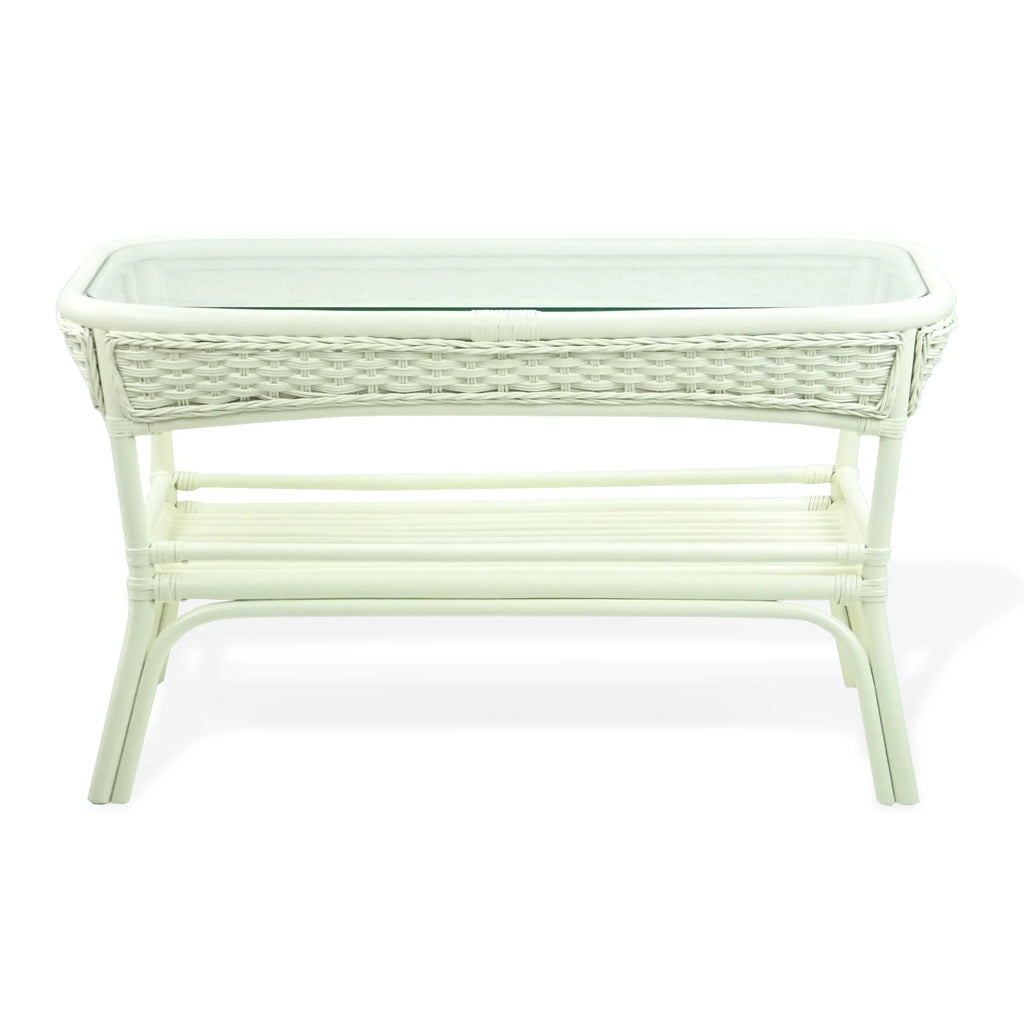Rattan Wicker Living Room Set 4 Pieces: 2 Lounge Chair ThreeSeater/Sofa Coffee Table White Color with Cushion U3566