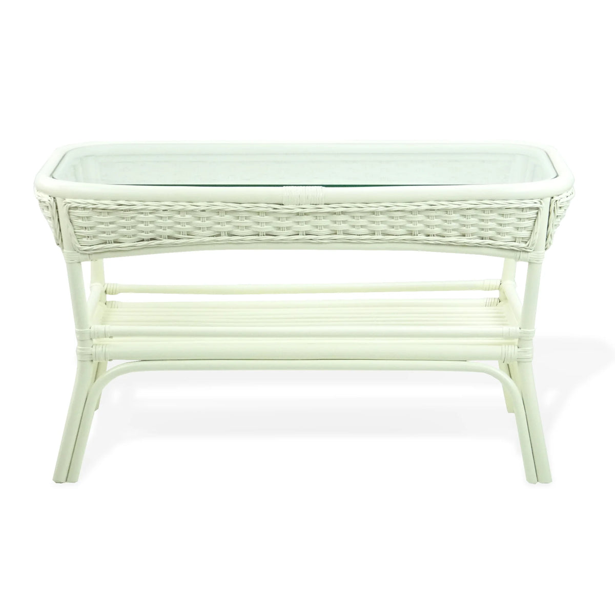 Rattan Wicker Living Room Set 4 Pieces: 2 Lounge Chair ThreeSeater/Sofa Coffee Table White Color with Cushion U3566