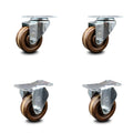 4” x 1.5 Brown High Temperature Phenolic Wheels Caster Set of 4 H52610