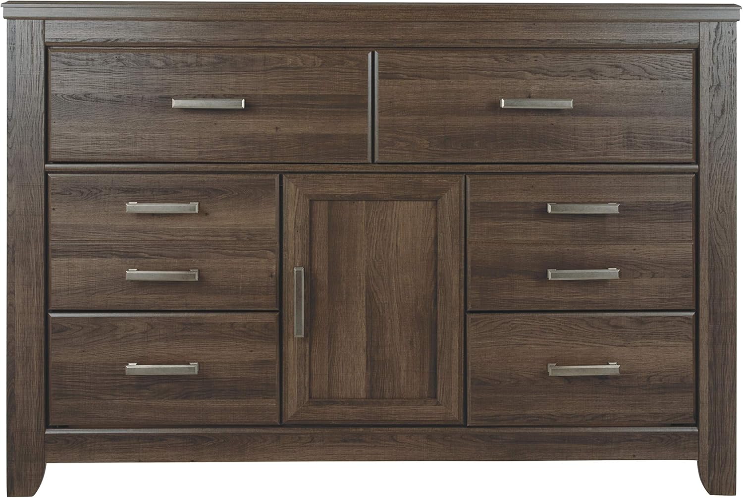 Rustic 6 Drawer Dresser with 1 Cabinet & Adjustable Shelf, Dark Brown B295
