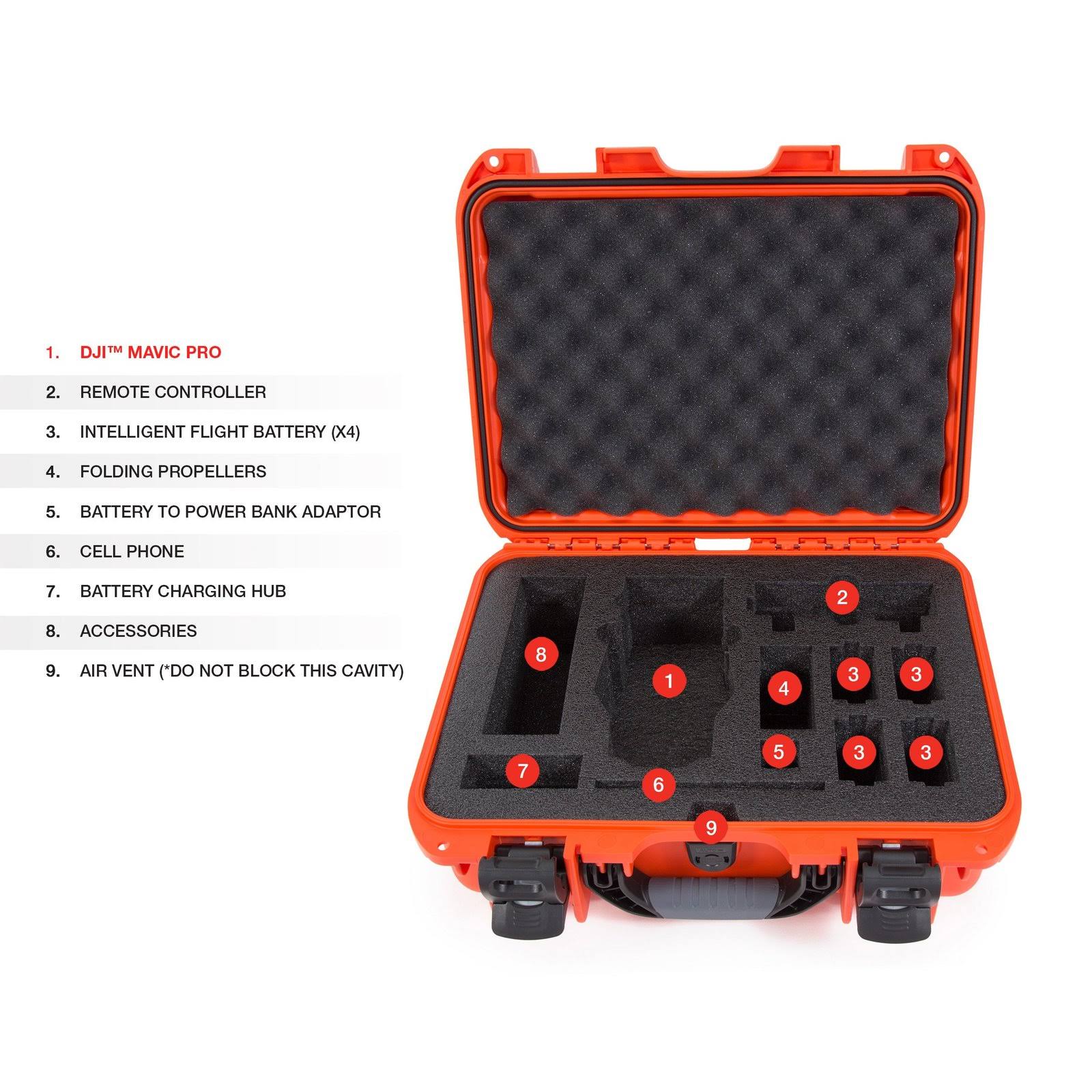 Orange Waterproof Hard Case with Custom Foam Insert W6586
