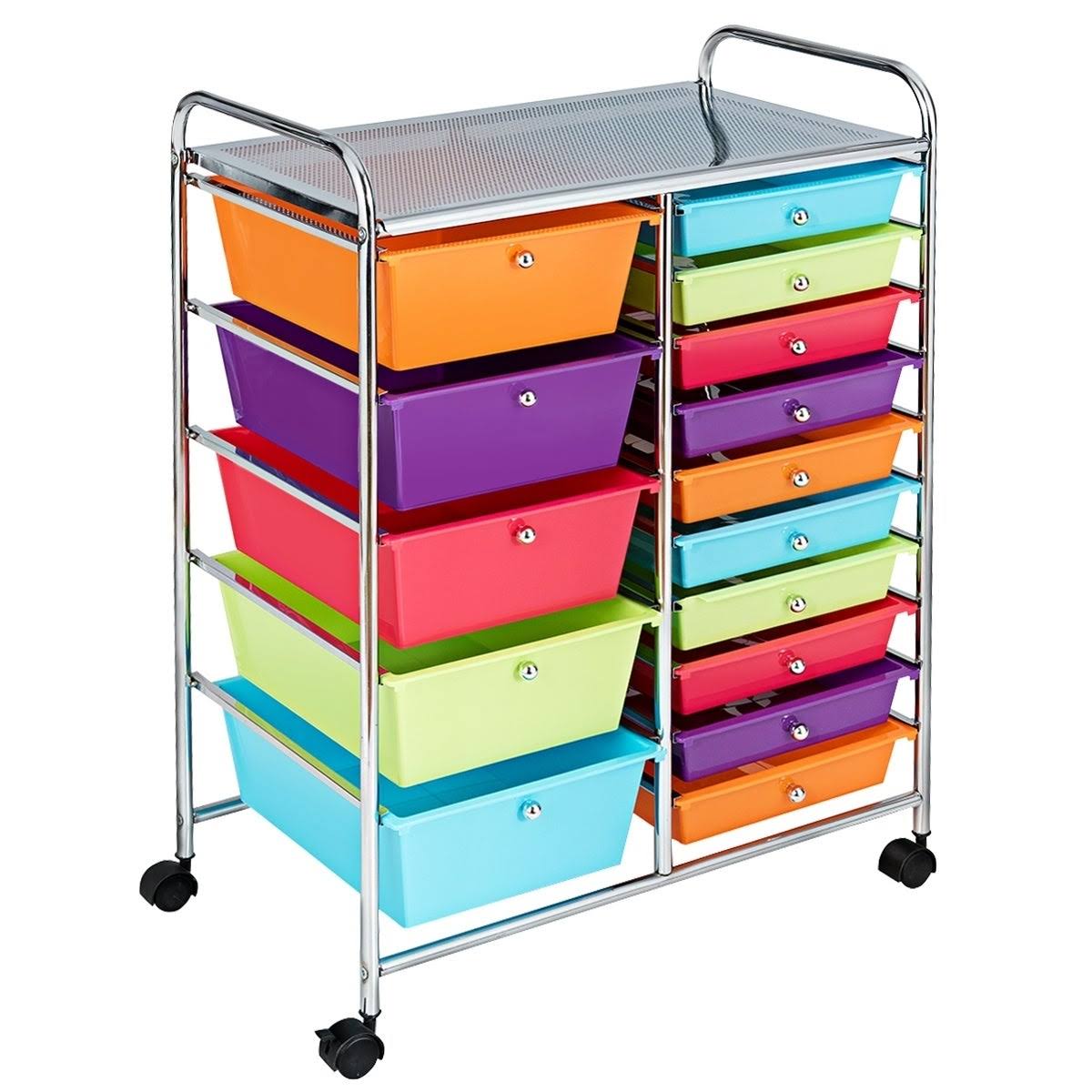 15-Drawer Utility Organizer Rolling Cart with Wheels S39917