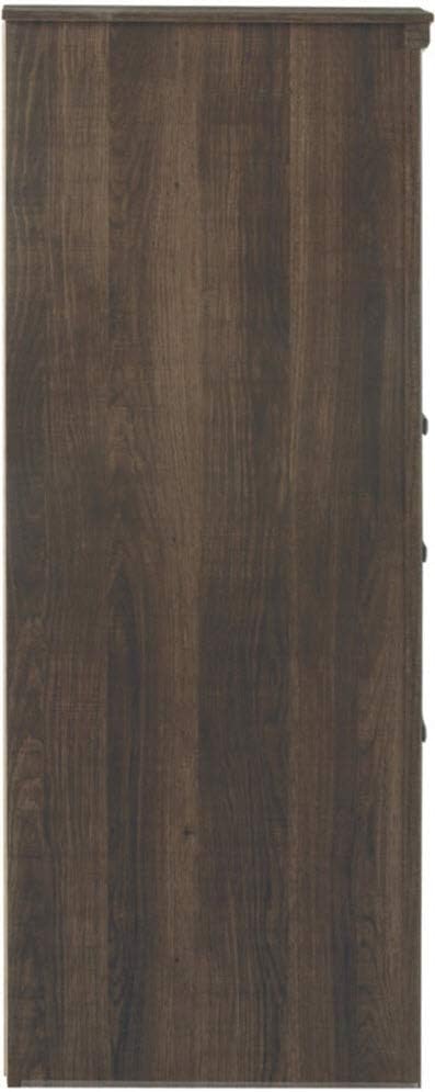 Rustic 6 Drawer Dresser with 1 Cabinet & Adjustable Shelf, Dark Brown B295