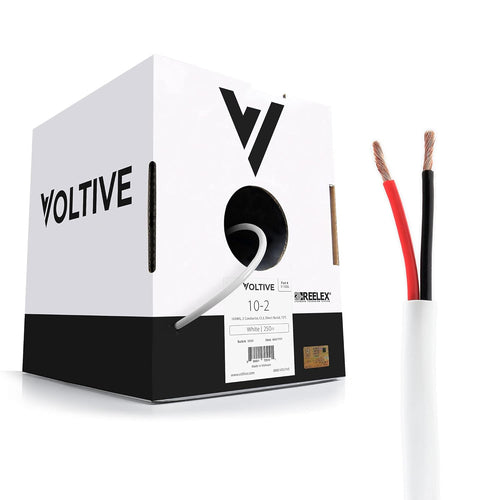 10 AWG 2 Conductor Oxygen-Free Copper Speaker Wire, 250 Foot Bulk Cable Pull Box, Black H48692