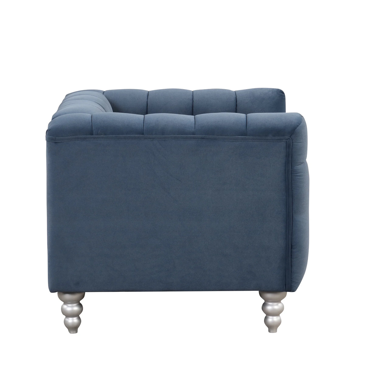 Blue Buttoned Tufted Sofa with Solid Wood Legs G79277