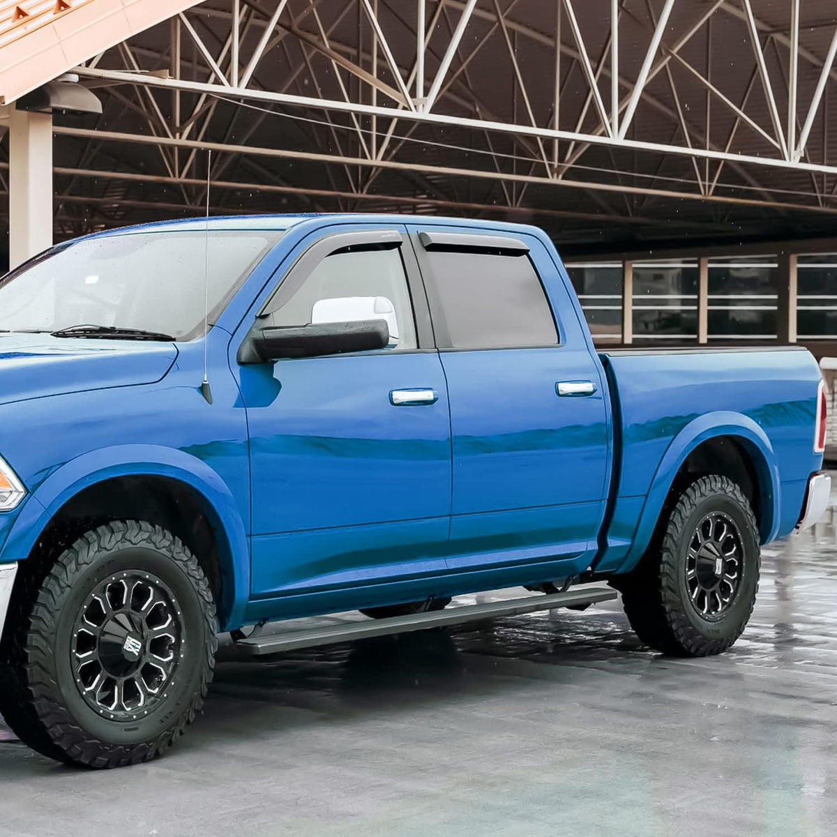 Shatterproof Side Window Deflectors for Dodge RAM 2500 3500 2019-2022 Crew Cab, Tape-on Rain Guards, 4pcs O306