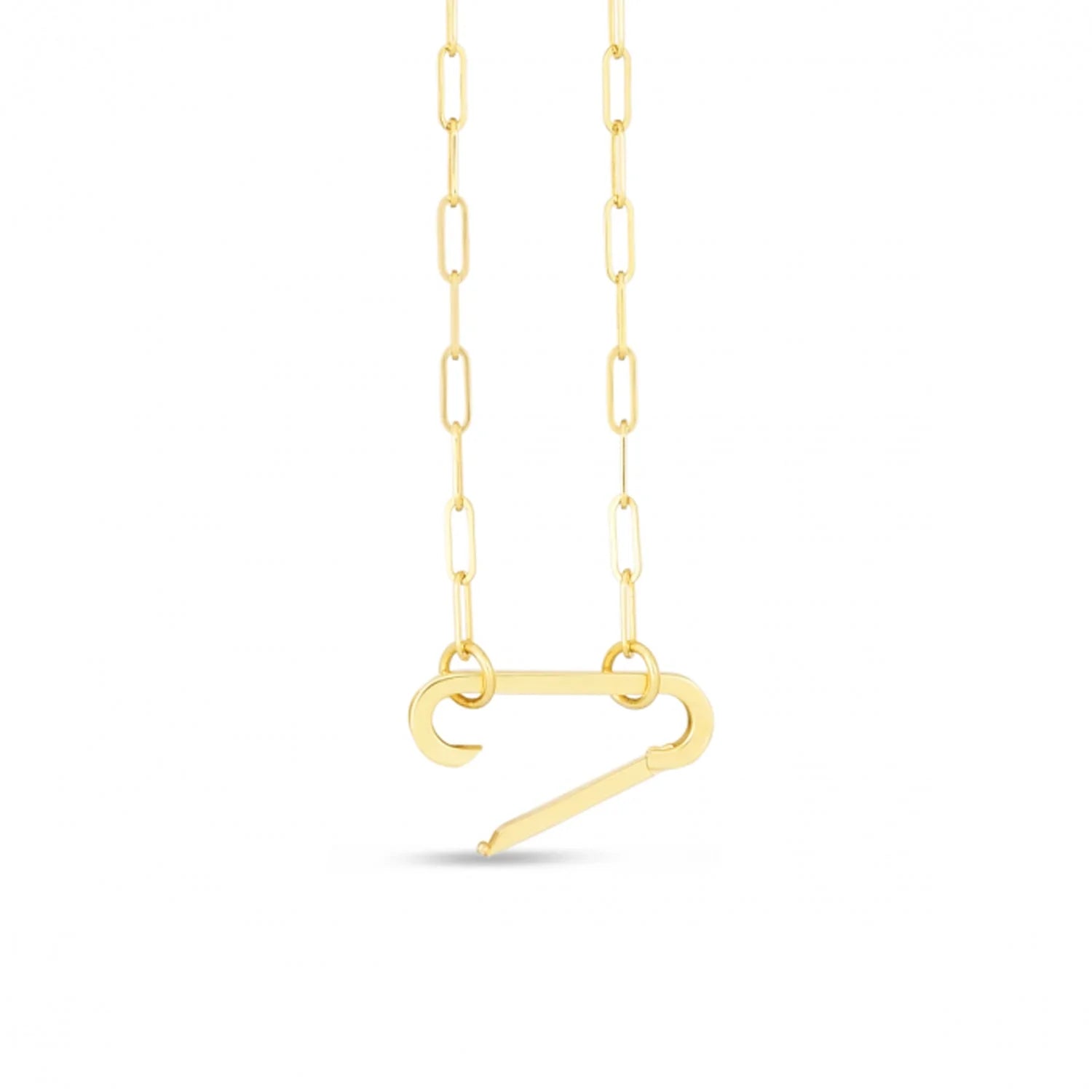 14K Yellow Gold Elongated Link Paperclip Necklace with Push-lock Clasp - 18" Y892161