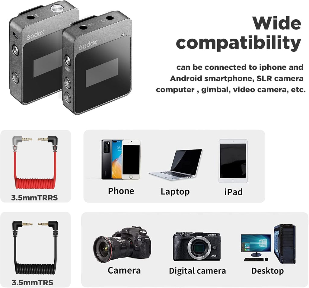 Wireless Lavalier Microphone System, 2.4GHz Dual Channel Lapel Mic with Charging Case O58008
