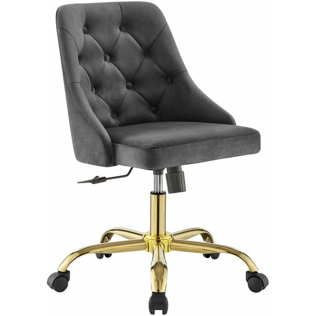 Gold Gray Velvet Swivel Office Chair V58624