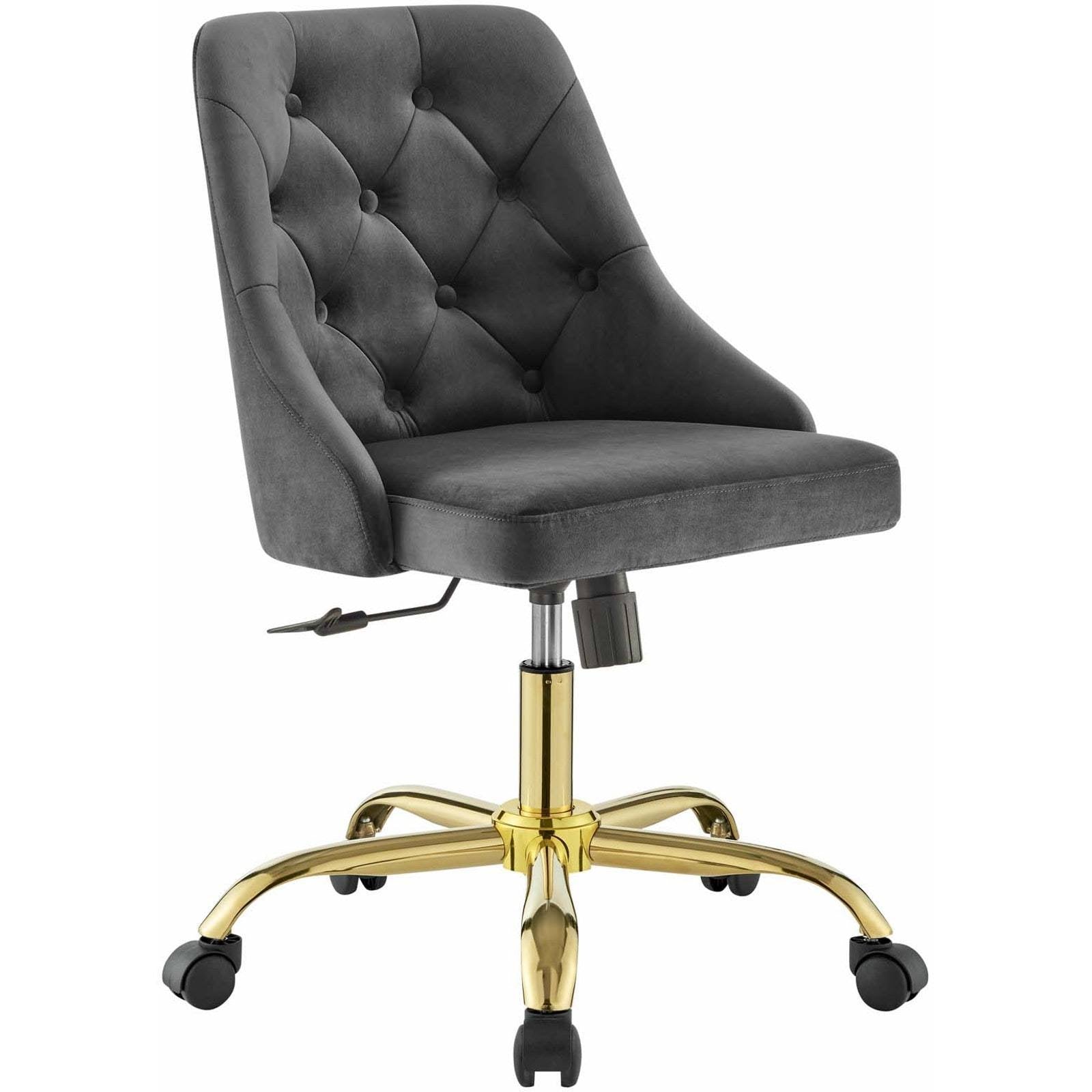 Gold Gray Velvet Swivel Office Chair V58624