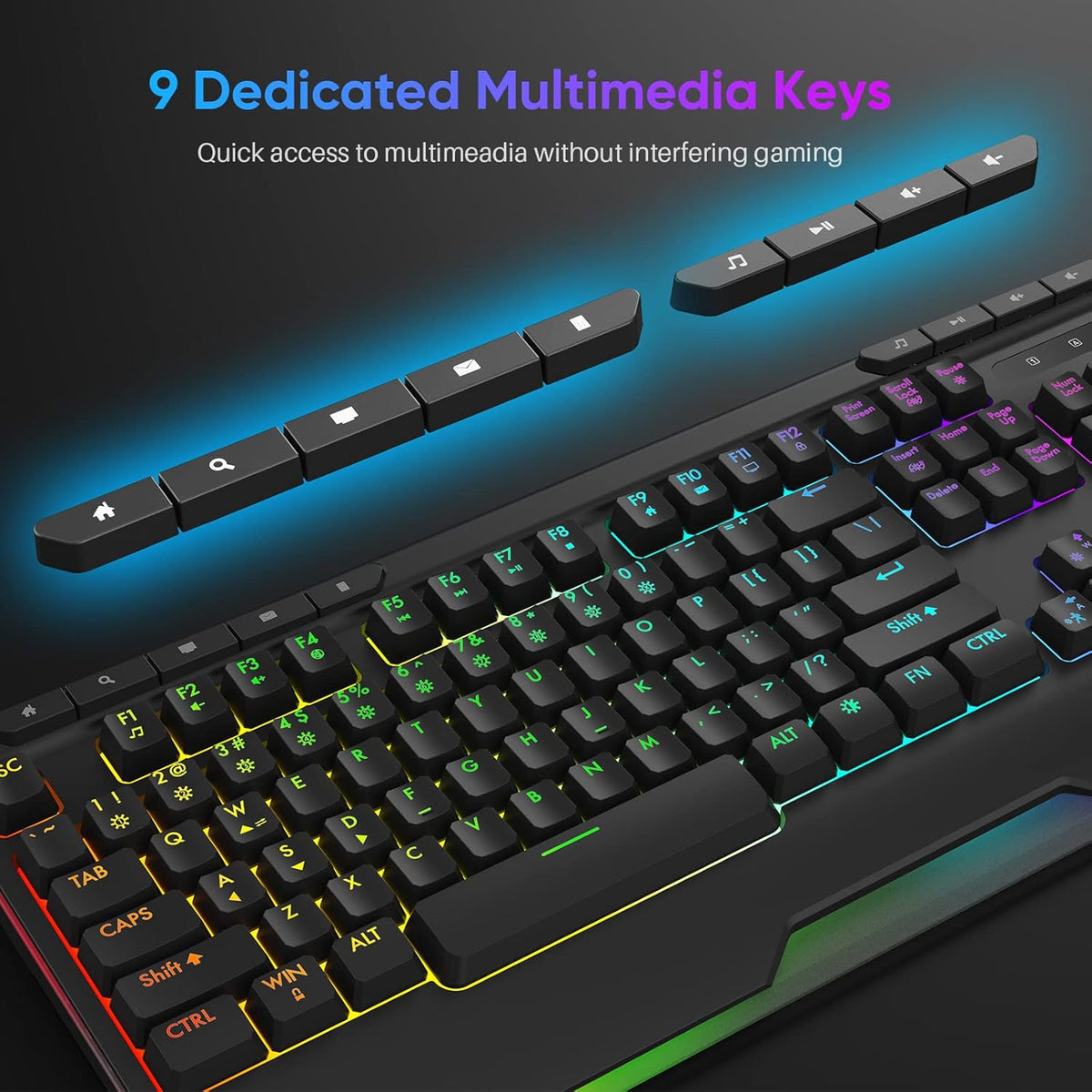 RGB Wired Full Size Gaming Keyboard with Ergonomic Wrist Rest Y439890