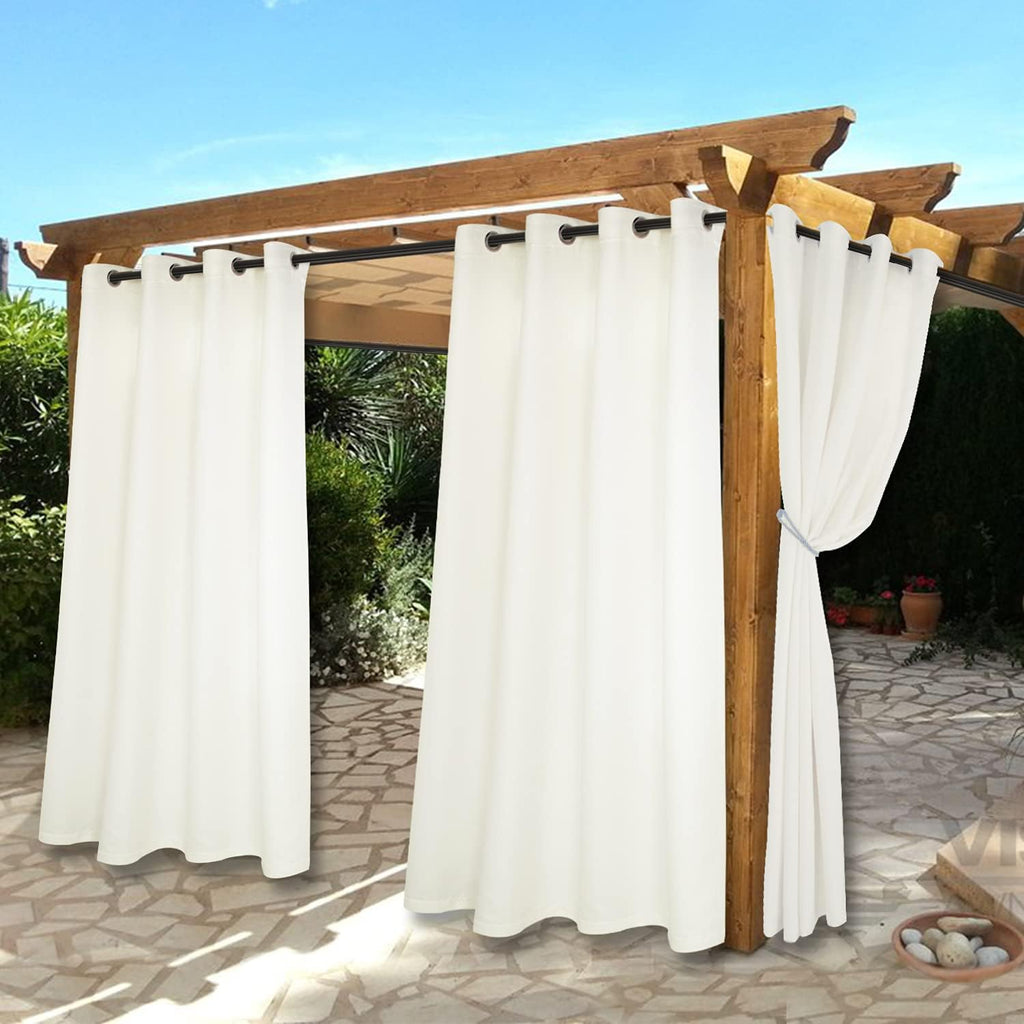 White Waterproof Grommet Blackout Curtains, 2 Panels, 52 x 84 inch S931