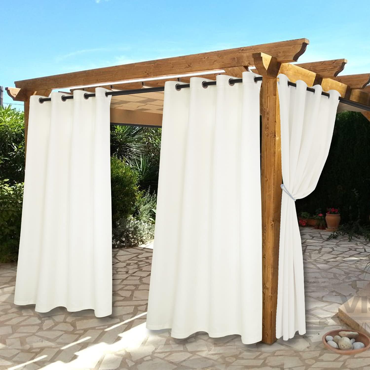 White Waterproof Grommet Blackout Curtains, 2 Panels, 52 x 84 inch S931