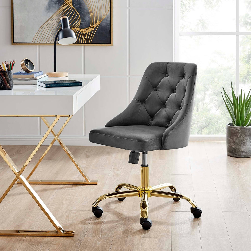 Gold Gray Velvet Swivel Office Chair V58624