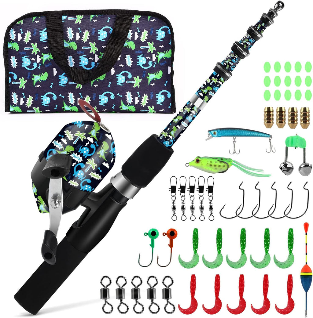 Kids Fishing Rod and Reel Combo, Cartoon Pattern, Pack of 2 U738390