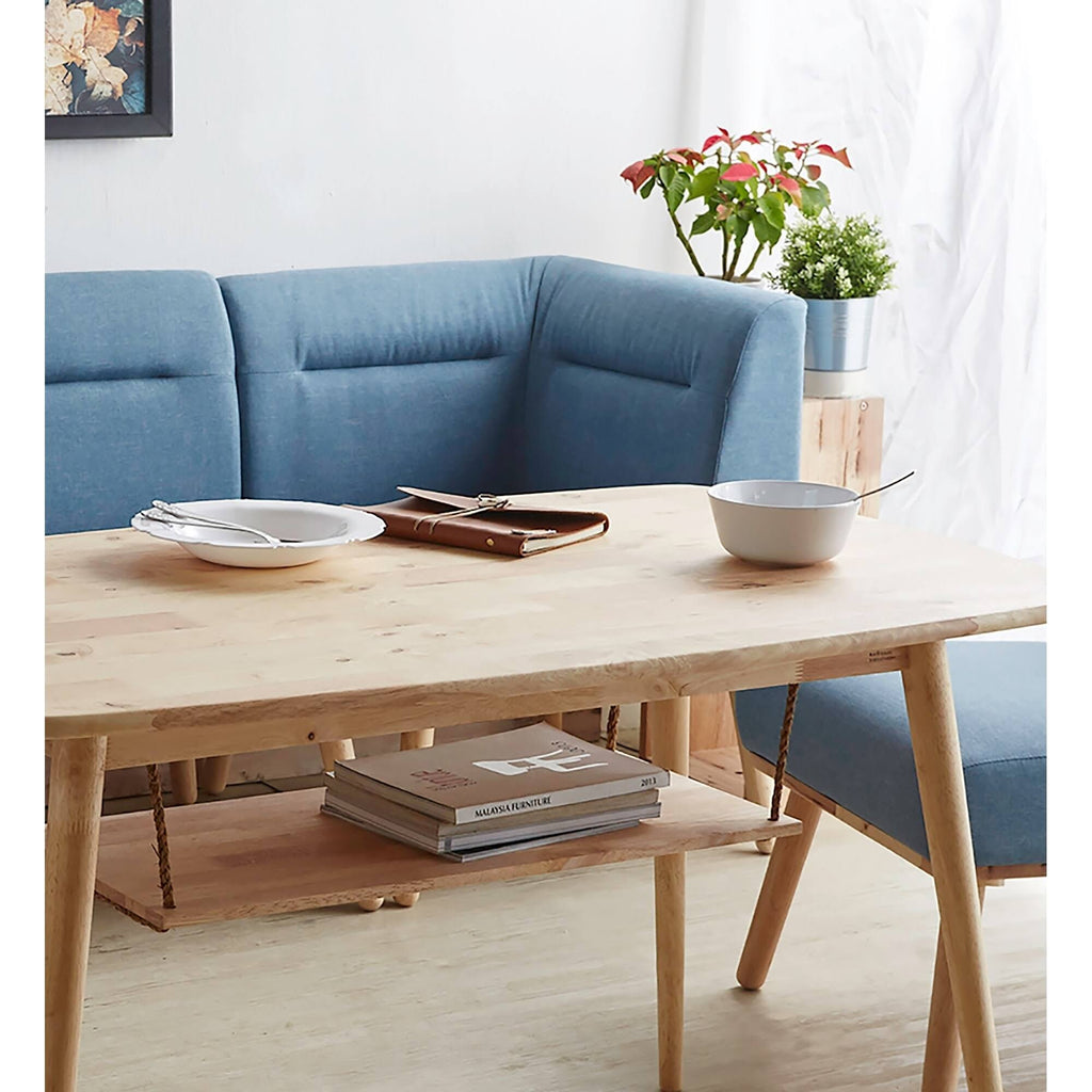 Blue/Espresso Wood Corner Sectional Sofa H787