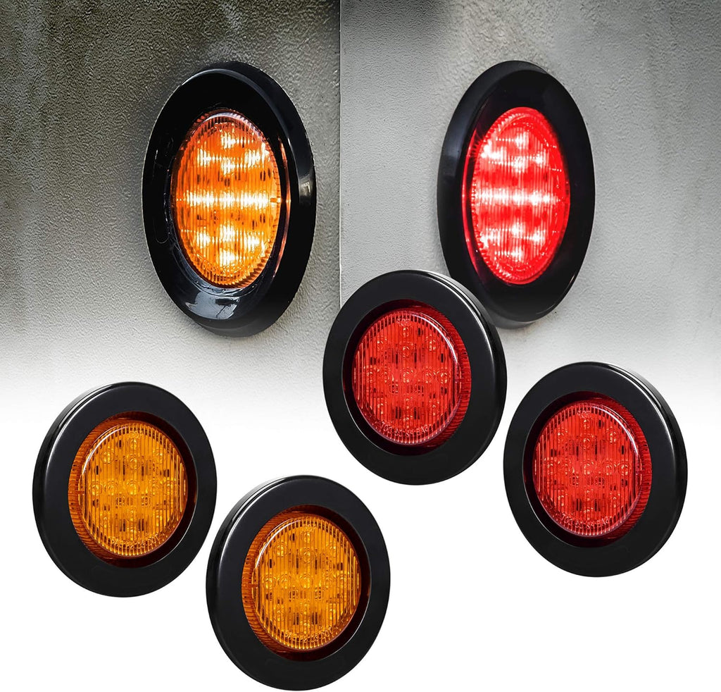 8pc 2.5" Red Round Trailer LED Marker Clearance Lights Waterproof IP67 J599