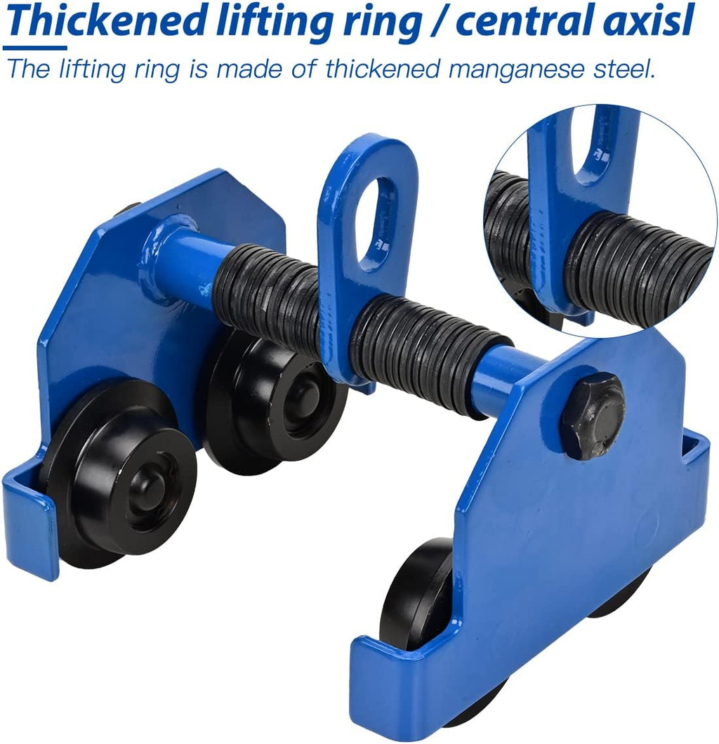 Heavy Duty Push Beam Trolley, 2200LBS Capacity, 2.1-6 in Adjustable Flange, Pack of 2 V8762