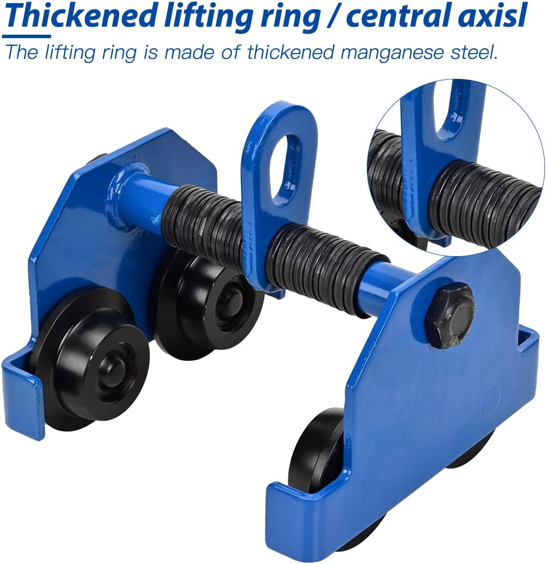 Heavy Duty Push Beam Trolley, 2200LBS Capacity, 2.1-6 in Adjustable Flange, Pack of 2 V8762