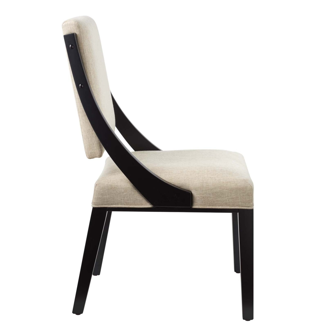 Beige Solid Wood and Fabric Dining Chairs Set of 2 O322