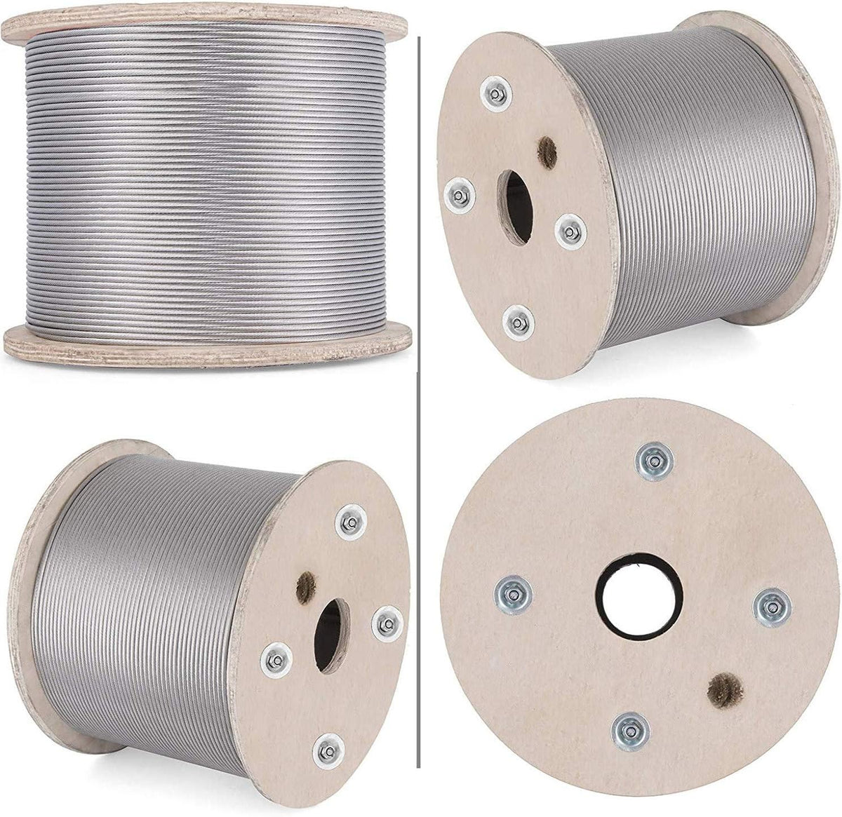 3/16 Inch 7x19 Stainless Steel Aircraft Cable Reel 500FT T316 Wire Rope J50990