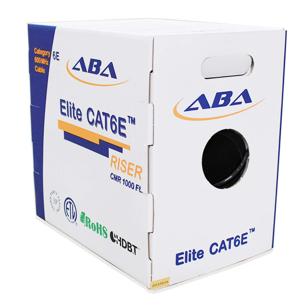 Cat6 CMR Riser Ethernet Cable 1000ft, 24AWG, Solid Bare Copper, 600MHz, Bulk LAN Cable O7101