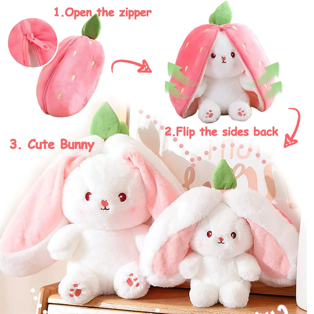 Reversible Bunny Plush Pillow with Zipper F262640