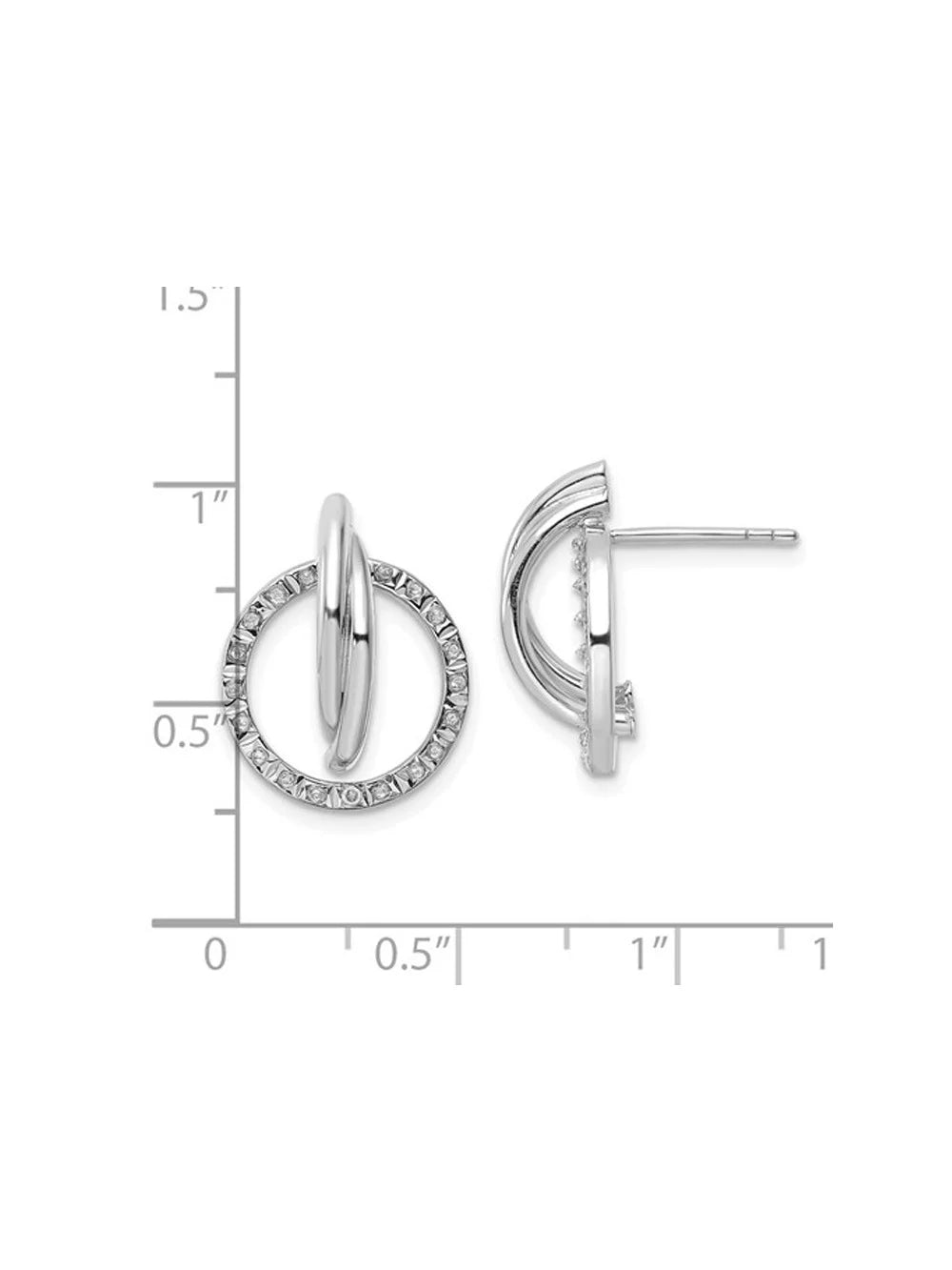Sterling Silver Diamond Circle Earrings with Platinum Plating S22688