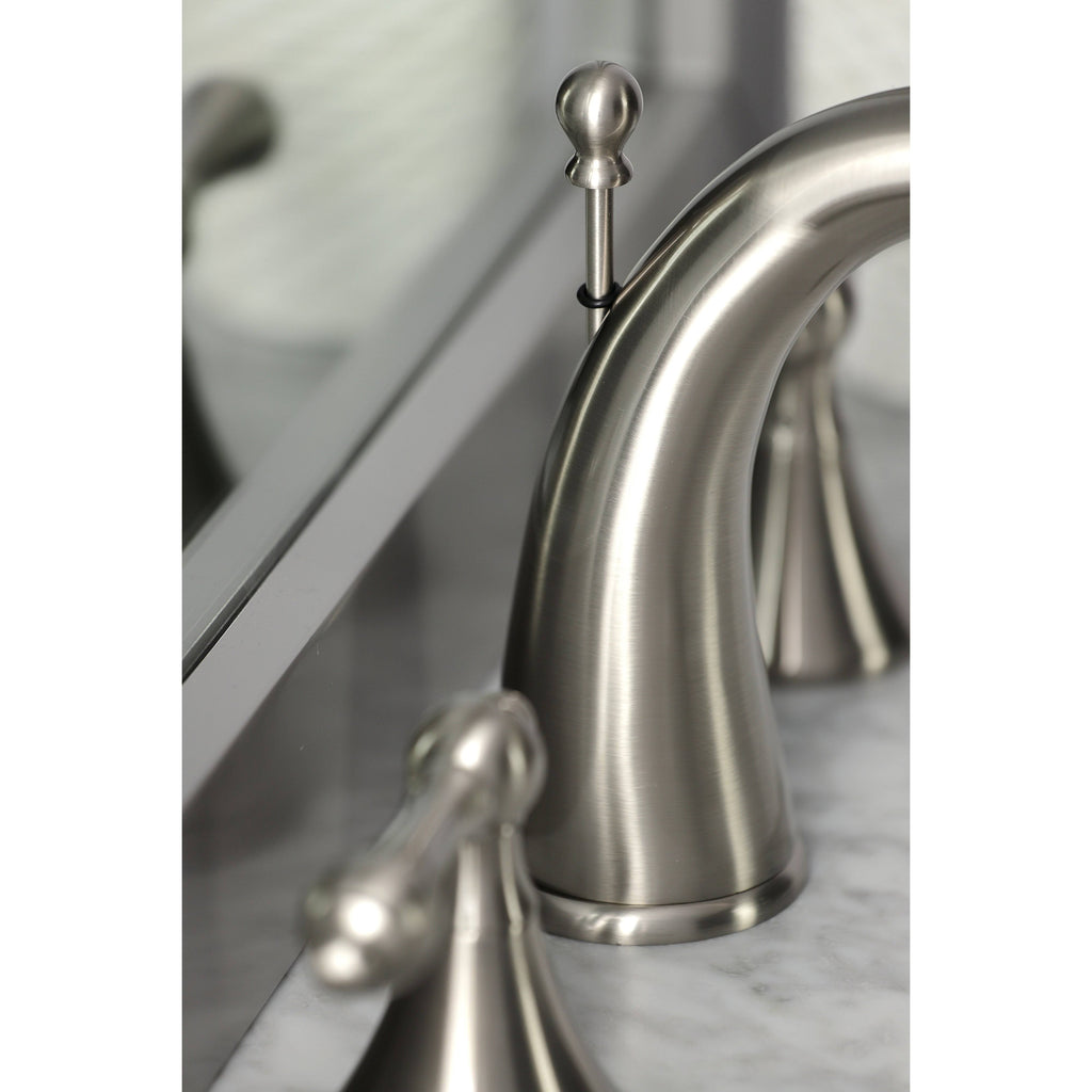 Brushed Nickel Widespread Bathroom Faucet with Brass Pop-Up V8557
