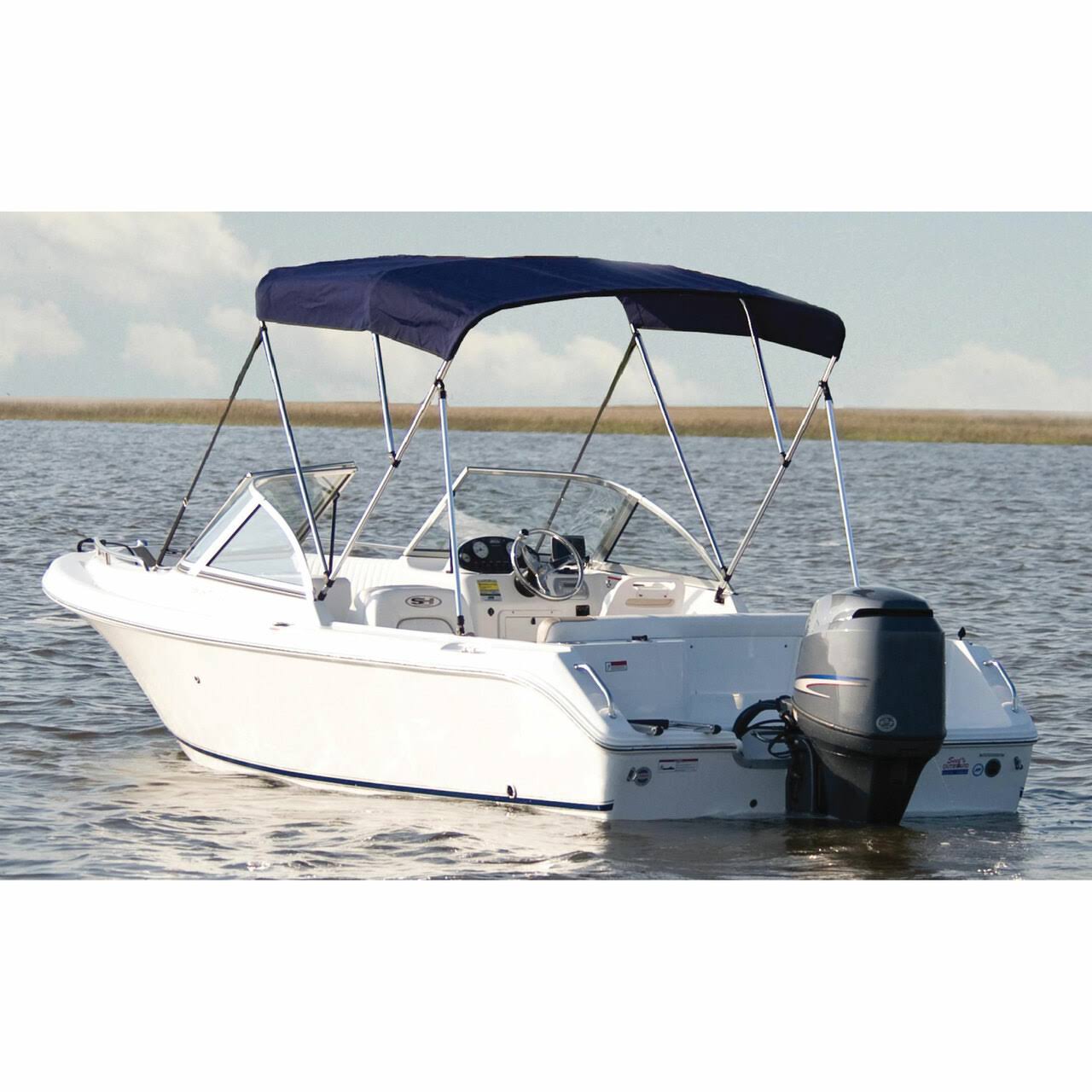 Fully Assembled 3-Bow Round Tube Sunbrella Bimini Top Kit - Navy, 73 inch - 78 inch Widths U508265