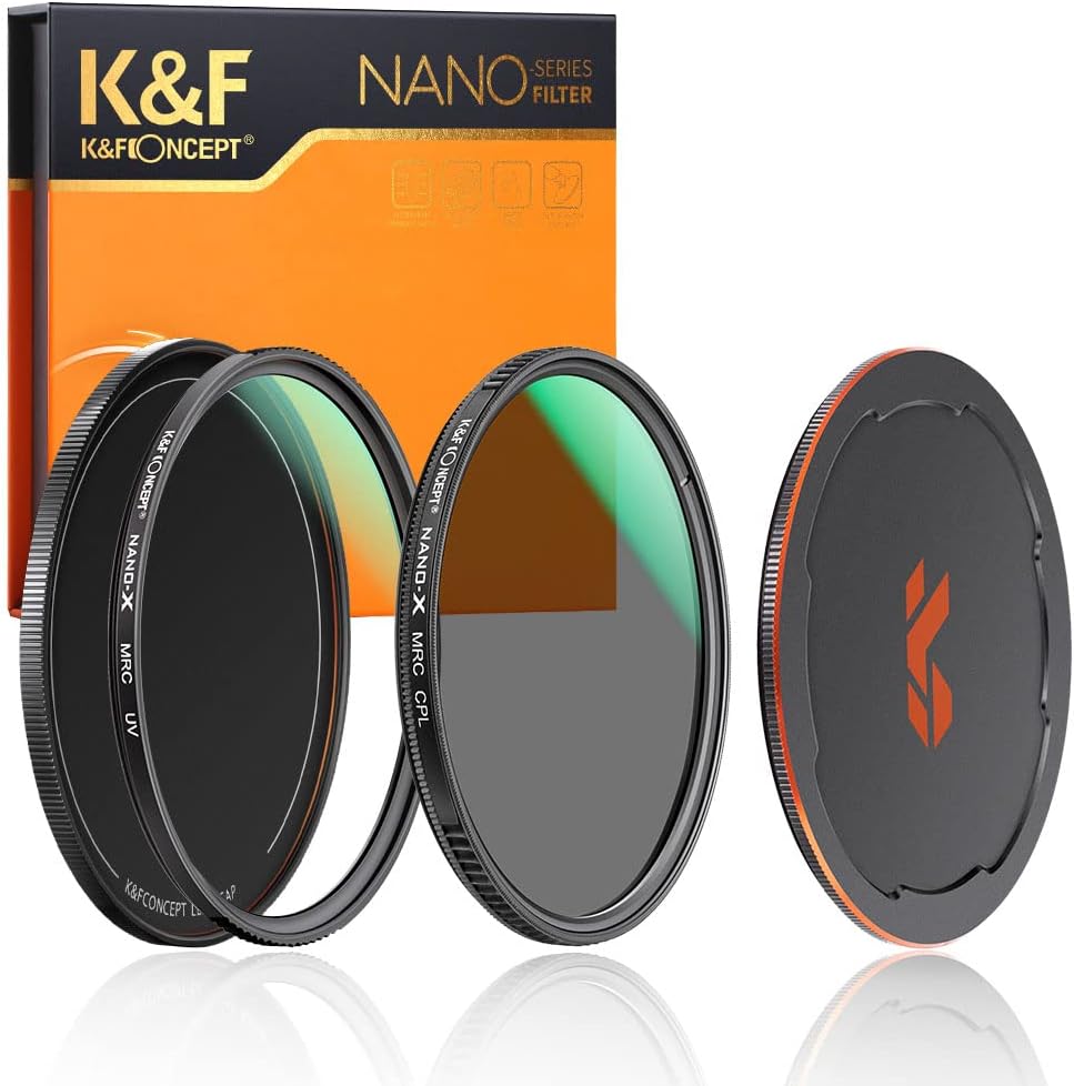 49mm Circular Polarizer & MC UV Filter Kit 2 pcs with Lens Cap K944