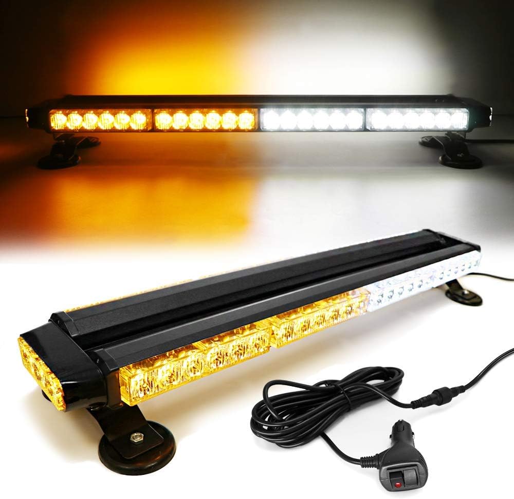 White Red 26 54 LED Roof Top Double Side Emergency Strobe Light Bar with Magnetic Base C229329