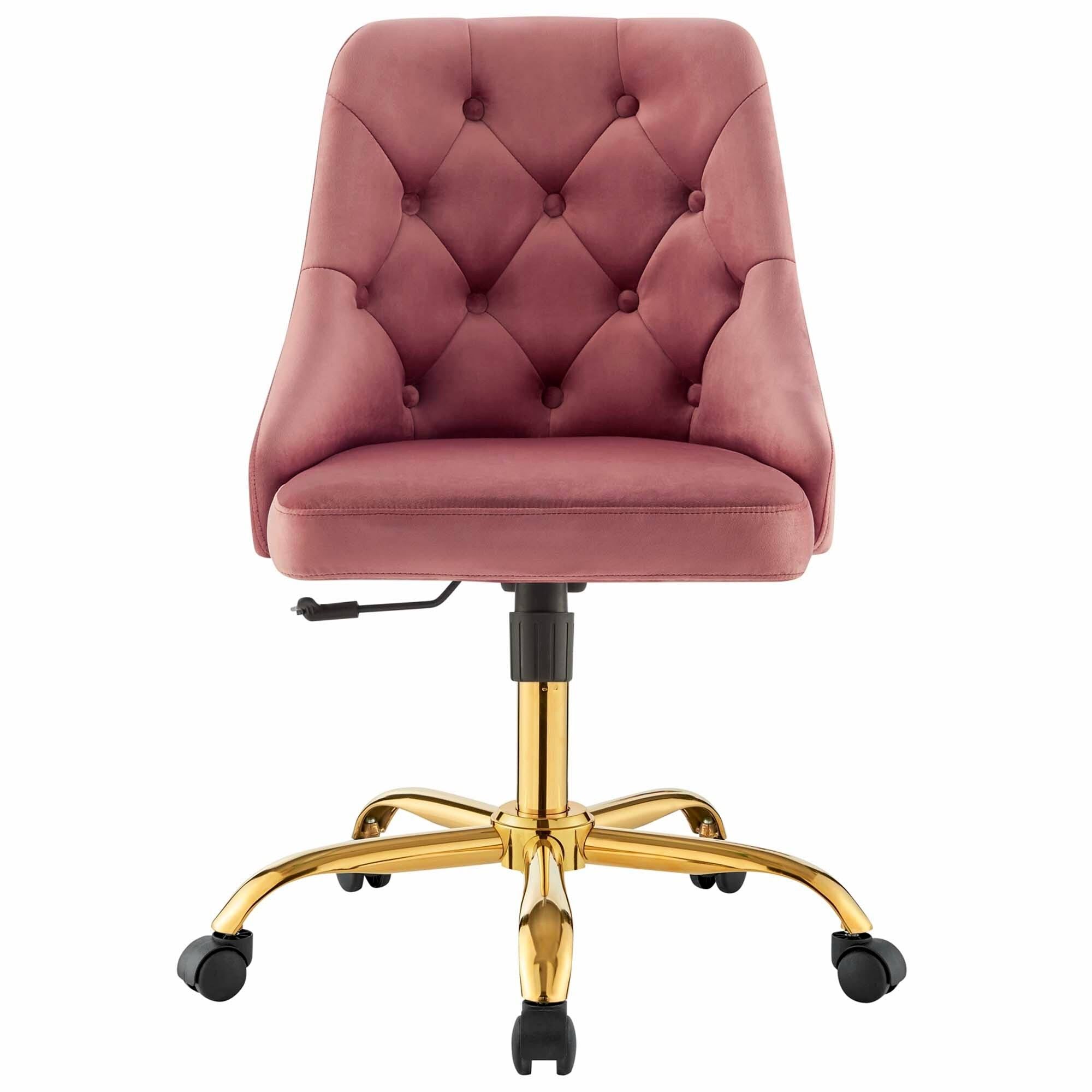 Gold Gray Velvet Swivel Office Chair V58624