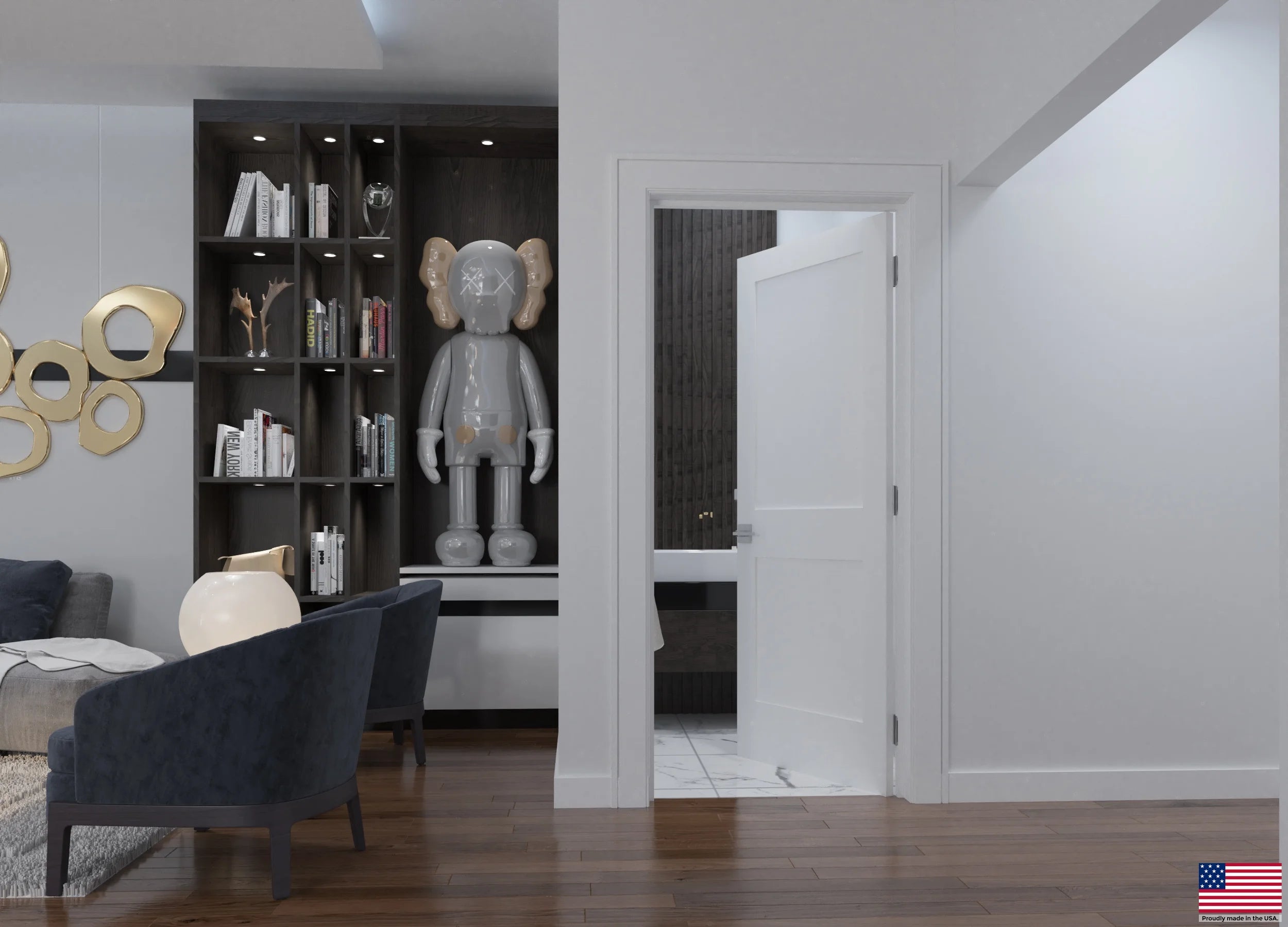 Solid Core White Primed Double Panel Prehung Interior Door B304574